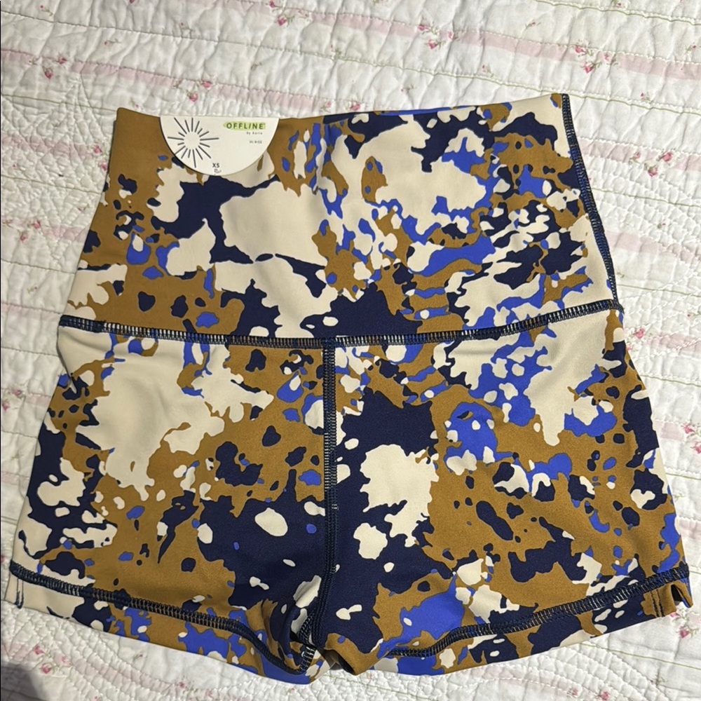aerie Blue and Brown Camouflage Athletic Shorts